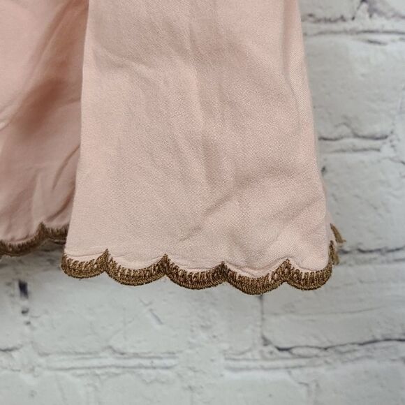 Gimmicks BKE Lace Up Cold Shoulder Embroidered Top Blush Pink Soft Bell Sleeves - Picture 9 of 12